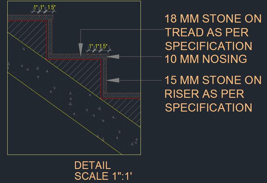 R.C.C. Staircase Tread and Riser Section- Free DWG Download